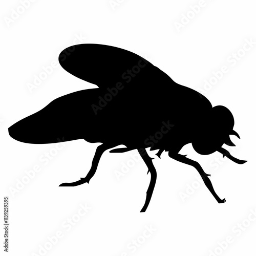 Photos BLACK SILHOUETTE OF A BLACK HOUSEFLY