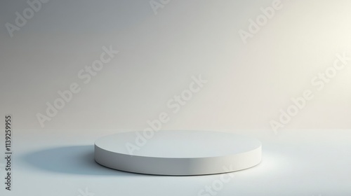 Minimalist White Cylinder Platform on Light Background - Product Display Mockup