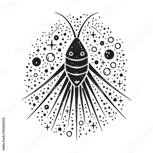 Plankton  Silhouette Vector Illustration, Solid White Background.