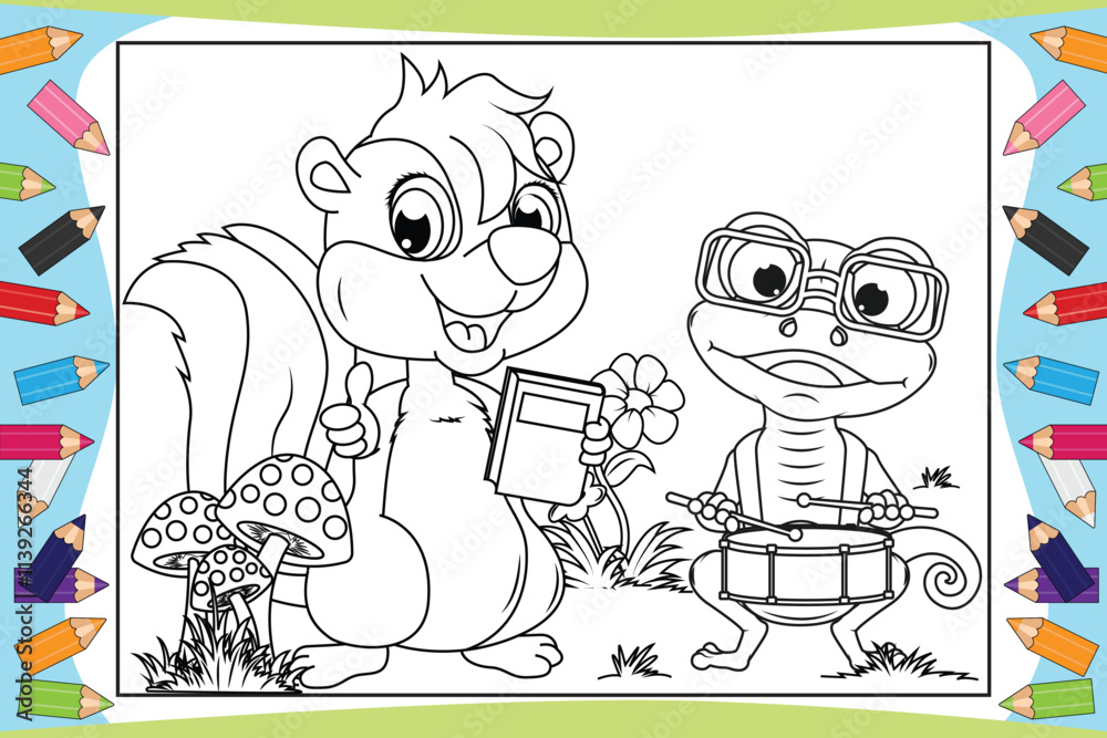 Naklejka premium coloring animal cartoon for kids