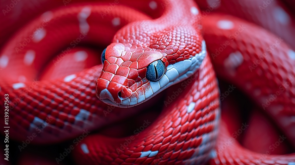 Obraz premium Red Snake Close Up: Captivating Reptile Photography
