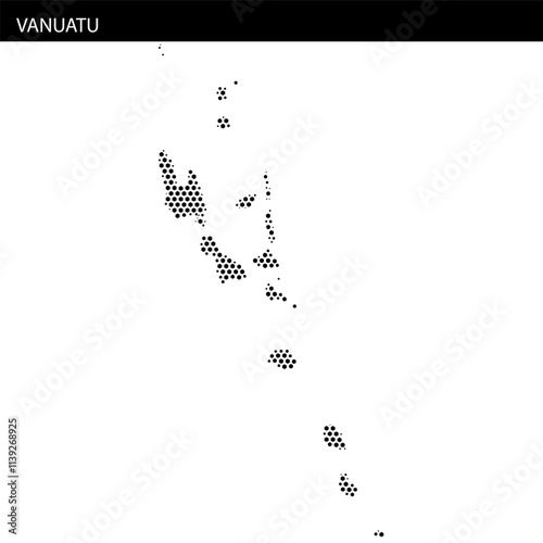 Vanuatu map outline showcasing the geographical features and island locations