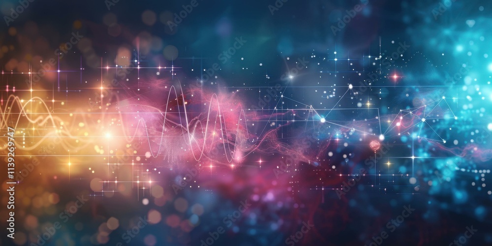 Obraz premium Cosmic Data Stream: Abstract Network Visualization