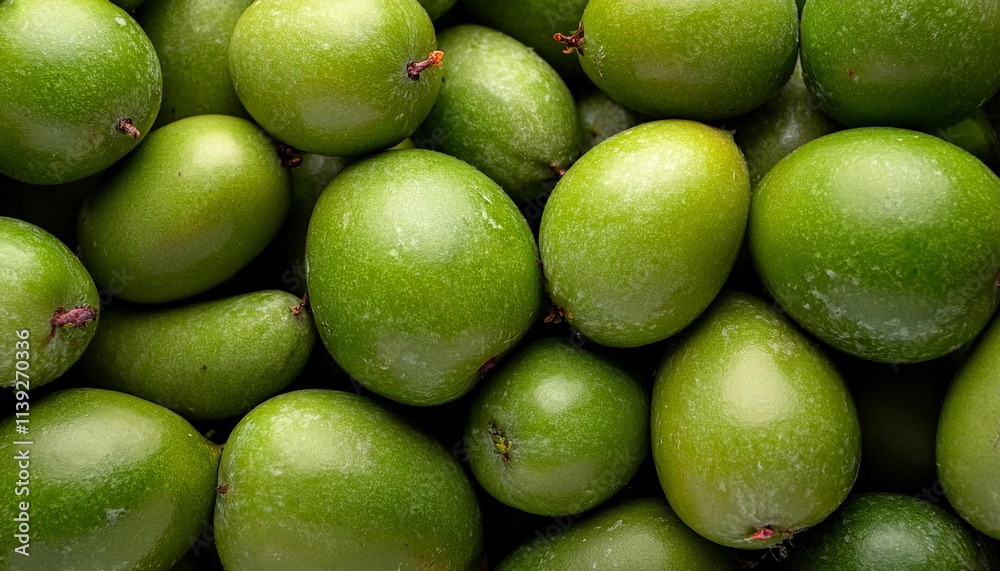 Flat Lay Top View of Bright Ripe Fragrant Green Ambarella Fruit as Background Flat Lay Top View of Bright Ripe Fragrant Green Ambarella Fruit as Background