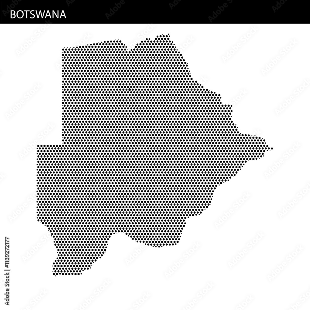 Fototapeta premium Detailed dot pattern representation of Botswana showcasing its geographical shape