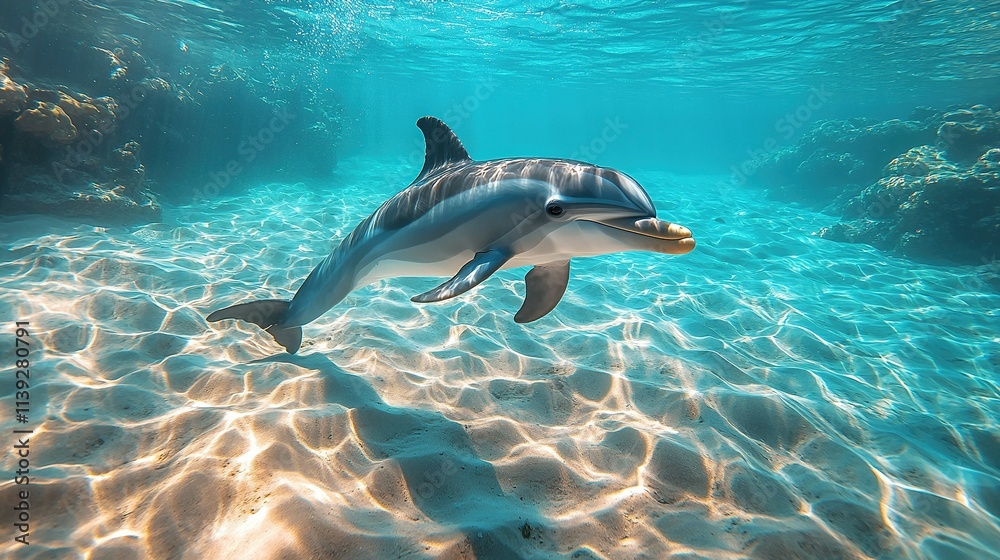 Obraz premium Breathtaking Panoramic Encounter with Hawaiian Spinner Dolphins in Crystal Clear Waters