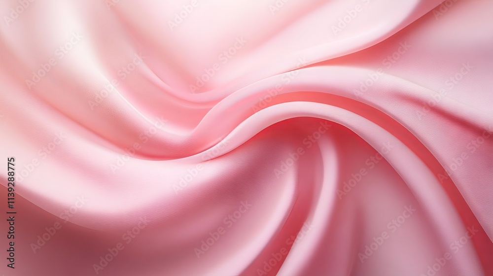 Obraz premium Delicate soft pink background featuring a smooth, flowing fabric design gracefully centered in the middle of the image