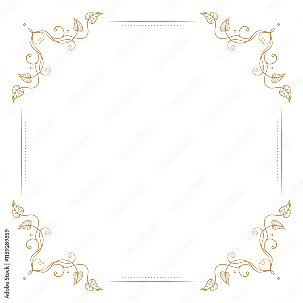 Delicate vintage style square floral frame, perfect for a variety of invitations, cards, or decorative purposes. 