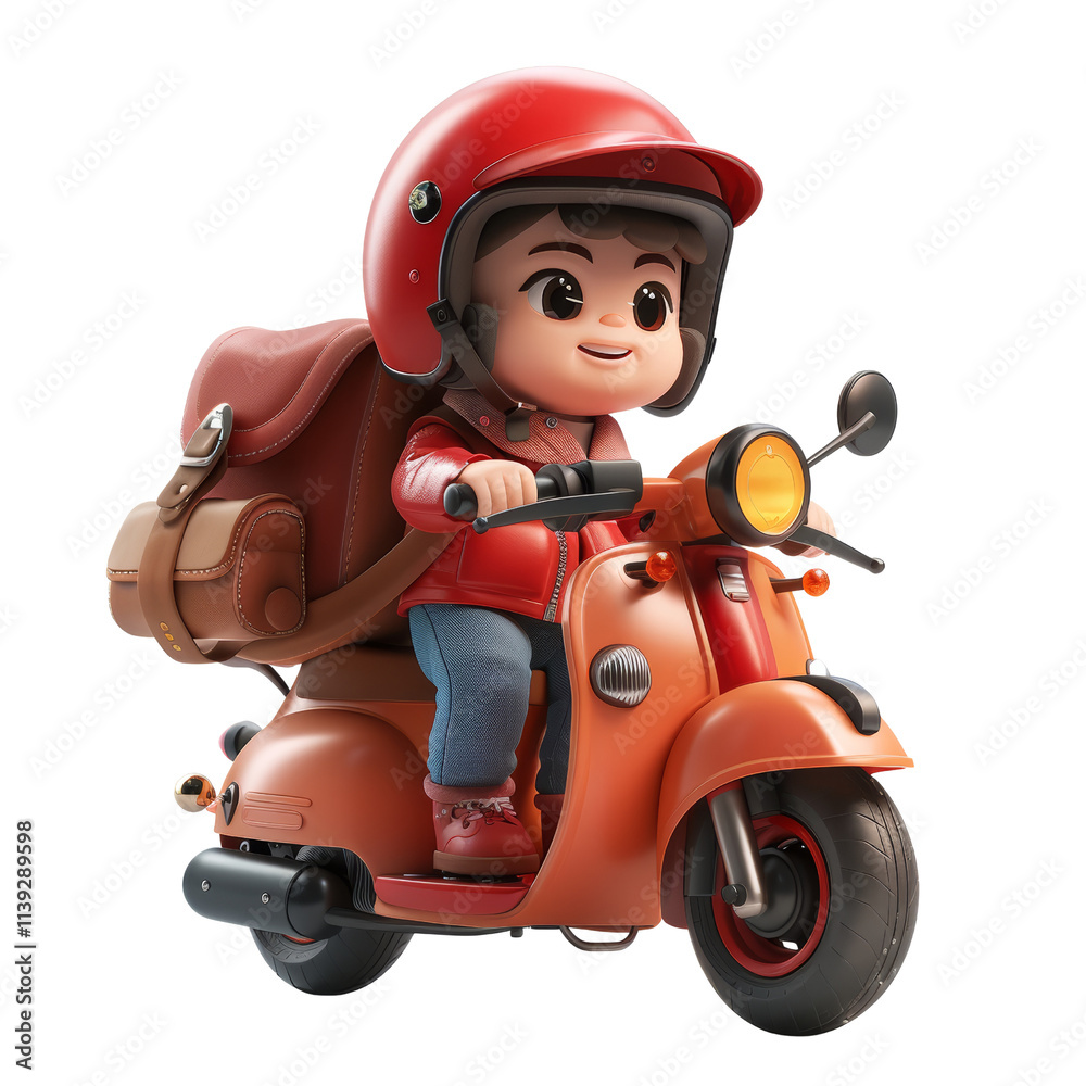 3D Shipping and Shopping Concept with Cute Character on Scooter Delivering Packages in Modern Style 3D Shipping and Shopping Concept with Cute Character on Scooter Delivering Packages in Modern Style