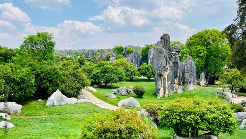 A notable set of limestone formations at Shilin Stone Forest, Kunming, China