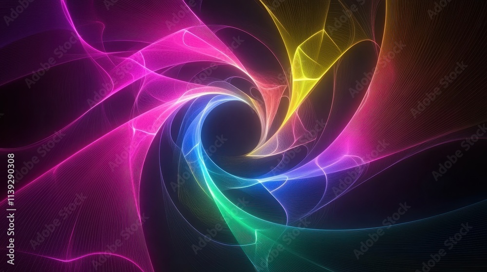 Vibrant Tunnel of Light in Cosmic Digital Art Vibrant Tunnel of Light in Cosmic Digital Art
