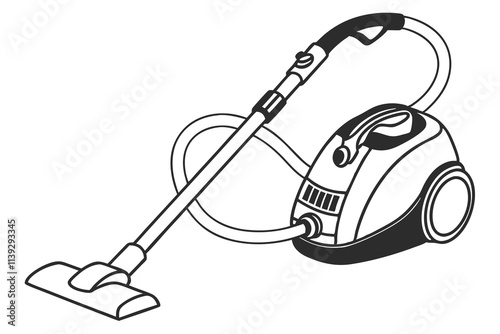 a simple vacuum cleaner in black and white A