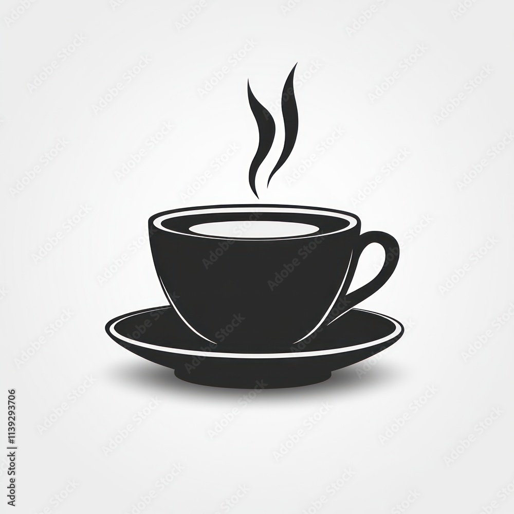 Fototapeta premium Hot coffee cup and saucer icon.