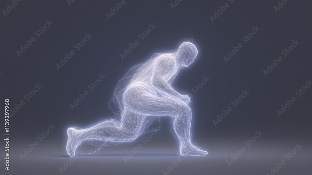 A glowing, ethereal figure in a running pose, symbolizing speed and motion. A glowing, ethereal figure in a running pose, symbolizing speed and motion.