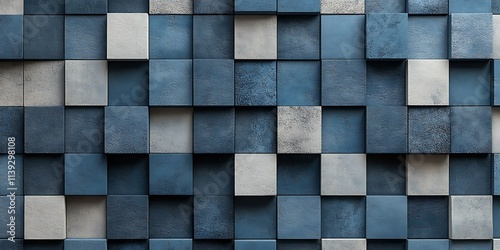 Abstract blue and gray cube pattern.