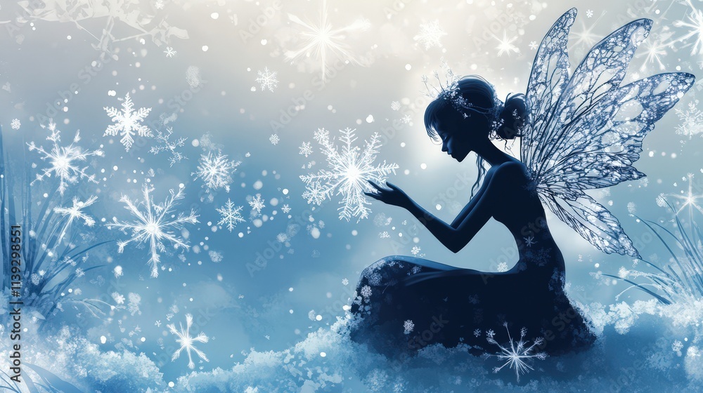 A Winter Fairy Holds A Delicate Snowflake A Winter Fairy Holds A Delicate Snowflake