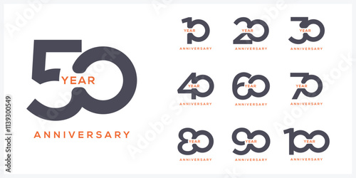 Collection of anniversary logo design. Celebration day special vector symbol concept