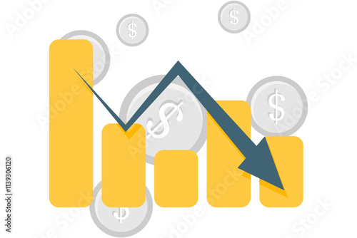 falling bar chart with coin element