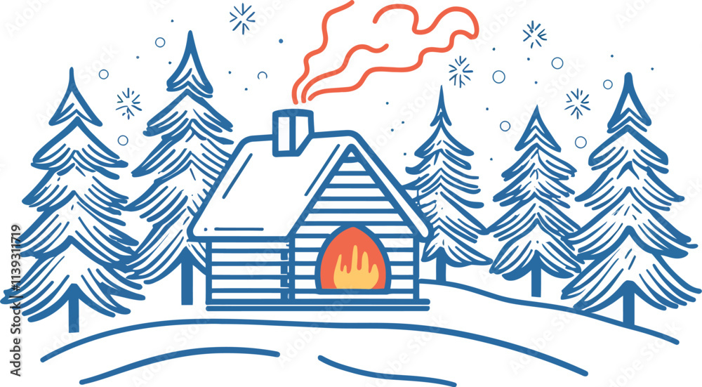 Fototapeta premium winter landscape with house