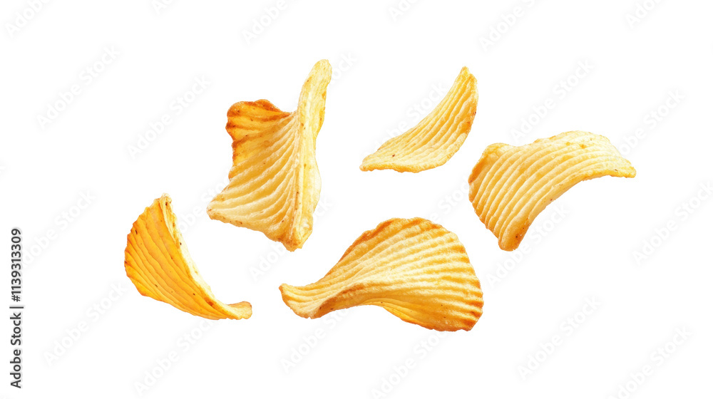 Crispy Potato Chips on Transparent Background Crispy Potato Chips on Transparent Background