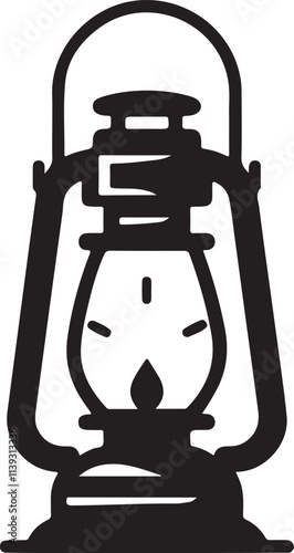 Silhouette vector of a classic lantern, ideal for vintage, camping, and rustic-themed design projects. EPS format, high-quality and scalable graphic illustration.