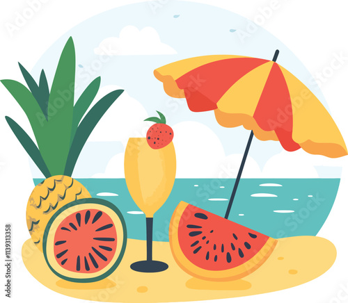 cocktail on the beach vector. summer vector art