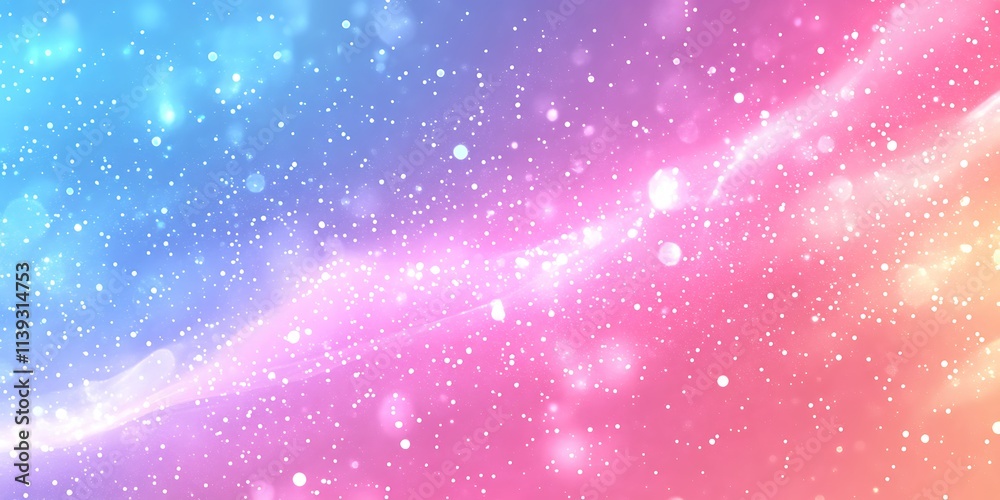 Obraz premium Abstract pastel pink, blue, and white background with sparkling bokeh and glitter.