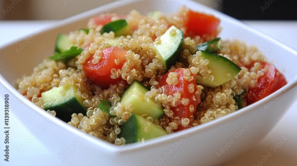 Fresh Quinoa Salad with Vegetables in Soft Lighting Fresh Quinoa Salad with Vegetables in Soft Lighting
