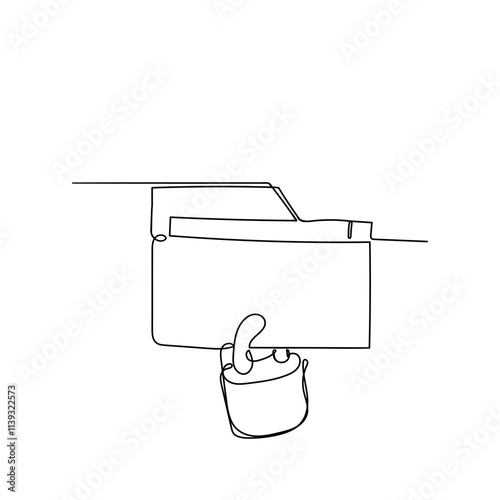 continuous line drawing folder locked with padlock illustration