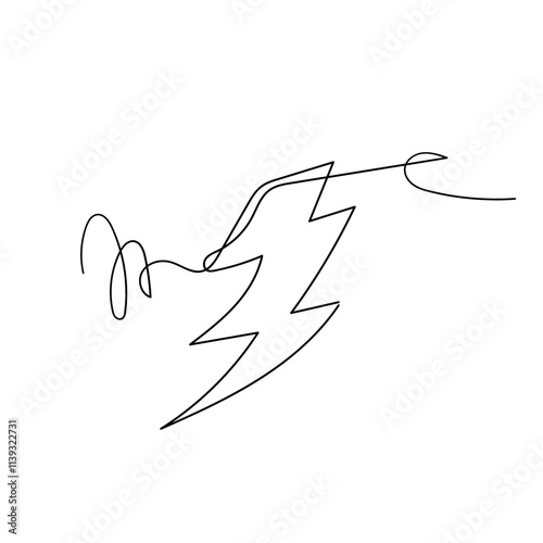 continuous line drawing lightning bolt illustration