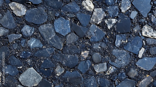 Wallpaper Mural Dark Blue and Grey Stones Embedded in Asphalt: Close-Up Texture. AI Generated Torontodigital.ca