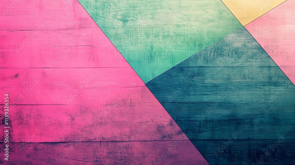 Obraz premium Colorful Wooden Panel Abstract Geometric Design