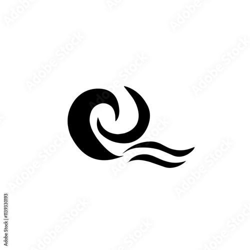 black sea water wave icon