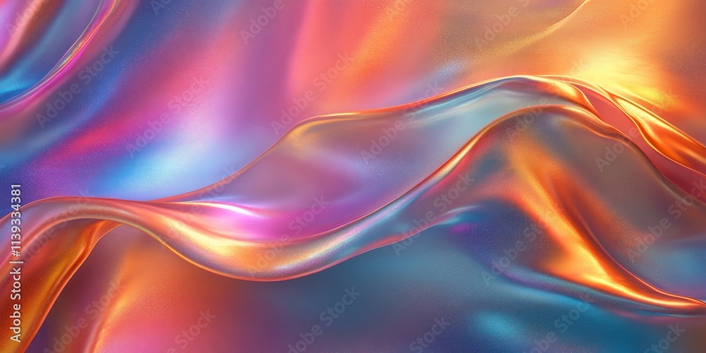 Wave Light Pearlescent Silk Digital Background, Generative AI Wave Light Pearlescent Silk Digital Background, Generative AI