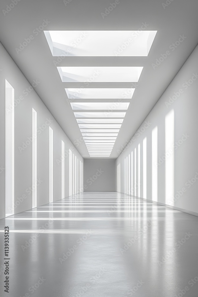 3D Empty Light Room Concept Digital Background, Generative AI