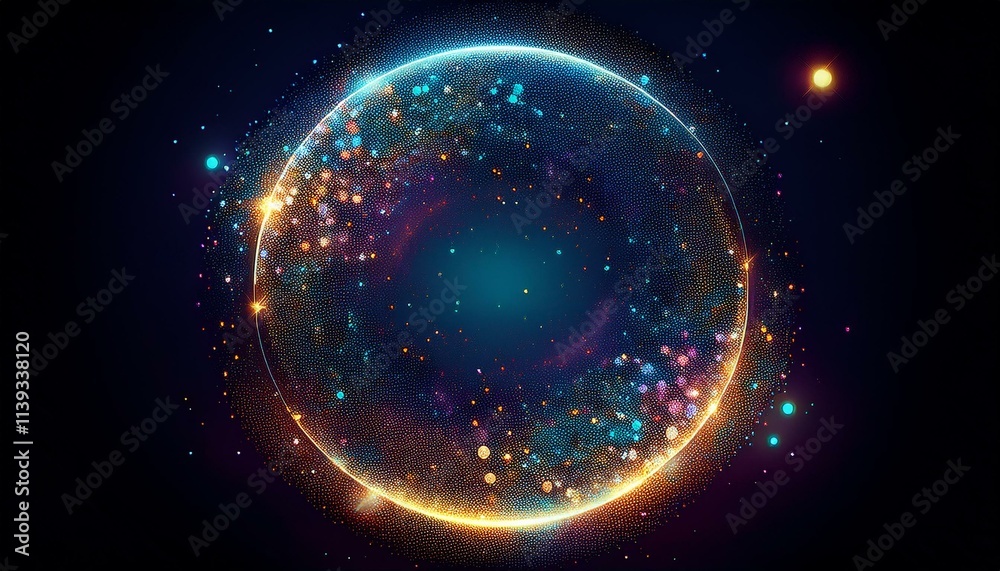 Glitter Particles In Circle with stars and particles Glitter Particles In Circle with stars and particles