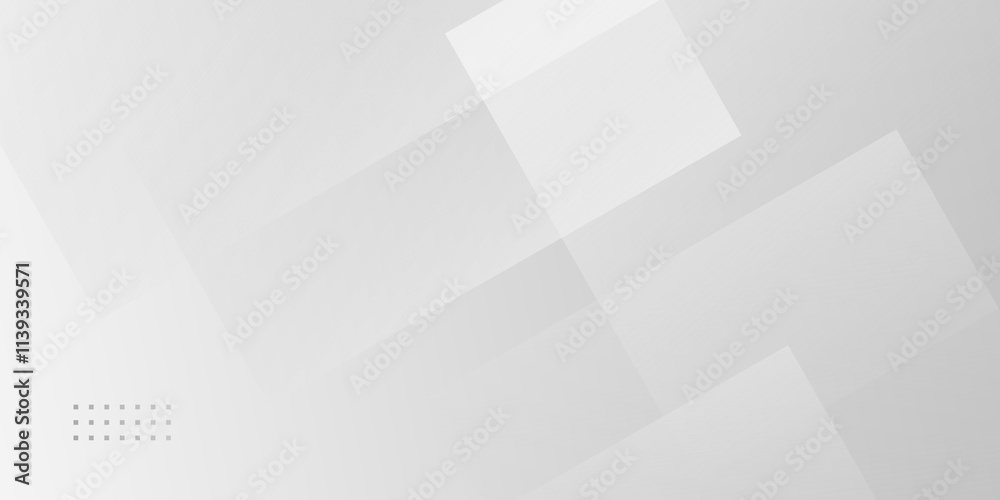 Fototapeta premium White geometric abstract background with soft gradient and overlapping square shapes. Perfect for presentations, websites, corporate design, technology themes, and clean modern layouts.