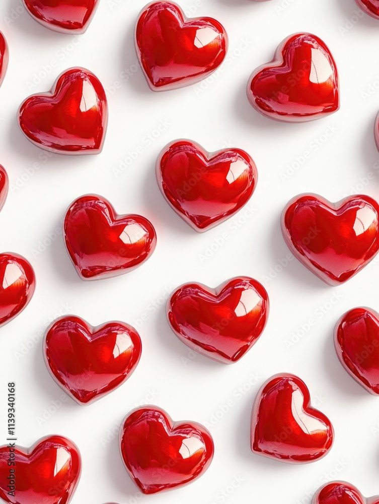 Red hearts on white background Red hearts on white background