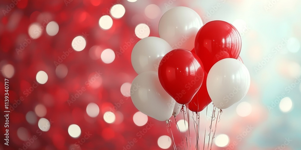 Bright Red and White Balloons with Soft Focus, Generative AI Bright Red and White Balloons with Soft Focus, Generative AI