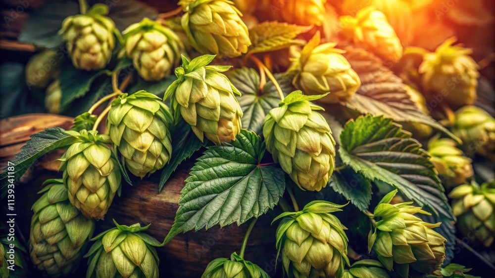 Fototapeta premium Retro Vintage Hops Flower for Beer Ale Brewery Logo Design - Craft Beer Aesthetic, Brewery Branding, Hop Cones, Vintage Style, Logo Inspiration, Ale Design, Craftsmanship, Artisan Brewing