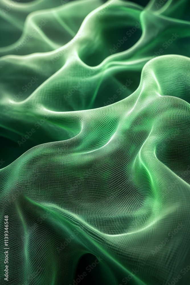 Green Waves Concept Digital Background, Generative AI Green Waves Concept Digital Background, Generative AI