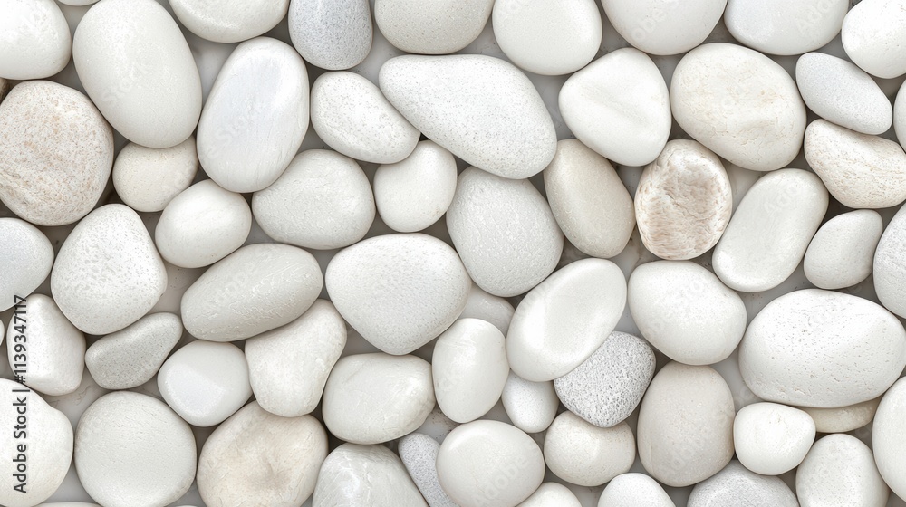 Clean and minimalist background with smooth white pebbles in natural arrangement Clean and minimalist background with smooth white pebbles in natural arrangement