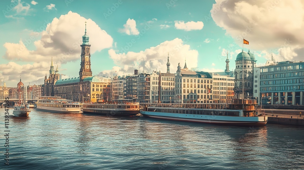 Fototapeta premium sunset over the river