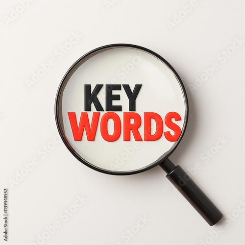 Focus on keywords concept with magnifying glass highlighting bold text