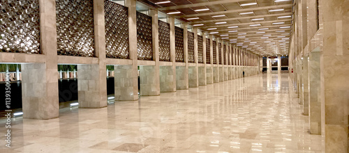 The interior of the mosque and hallways are very magnificent