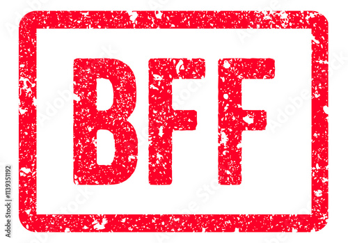 Bff Stamp Transparent Seal, Red Grunge Bff Word Rubber Stamp Seal photo