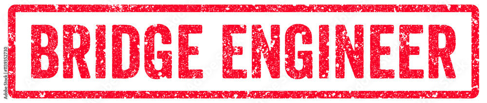 Bridge Engineer Stamp Transparent Seal, Red Grunge Bridge Engineer Word Rubber Stamp Seal