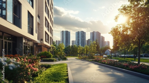 Modern Apartments, Serene Sunset, Cityscape