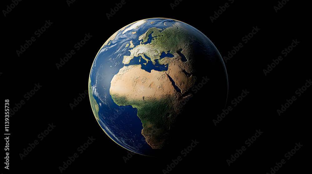 Fototapeta premium An isolated view of planet Earth showing Europe and Africa.