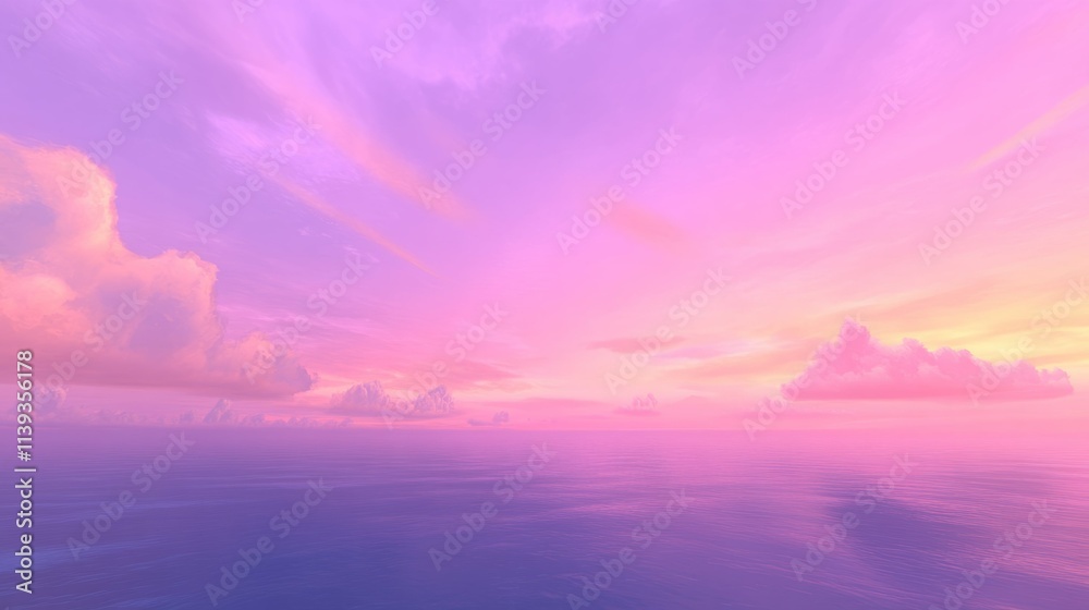 Fototapeta premium Dreamy pink and purple sunset over a calm ocean. Serene and peaceful colors.